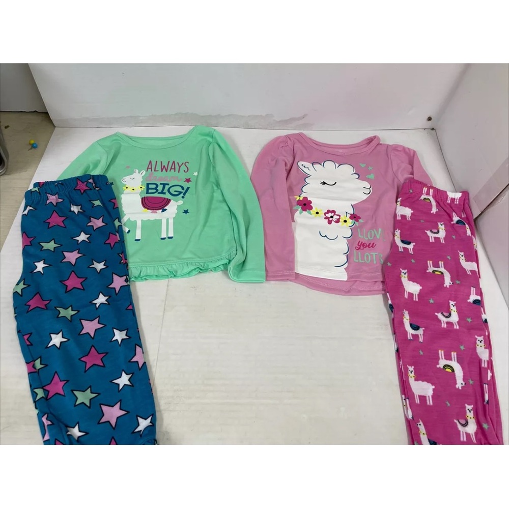CozyJams 2 PJ sets, Long sleeve 4 pieces,Colorful Llamas 2T New
